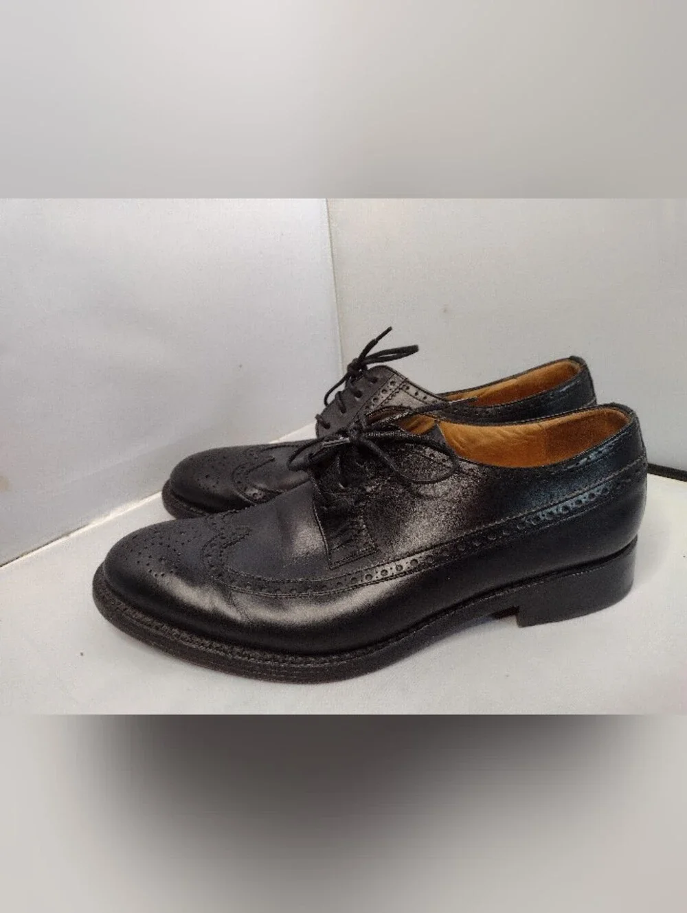 Jack Erwin  Hubert Leather Dress Shoes Oxford Cap Toe Lace 7.5 Black Mens B